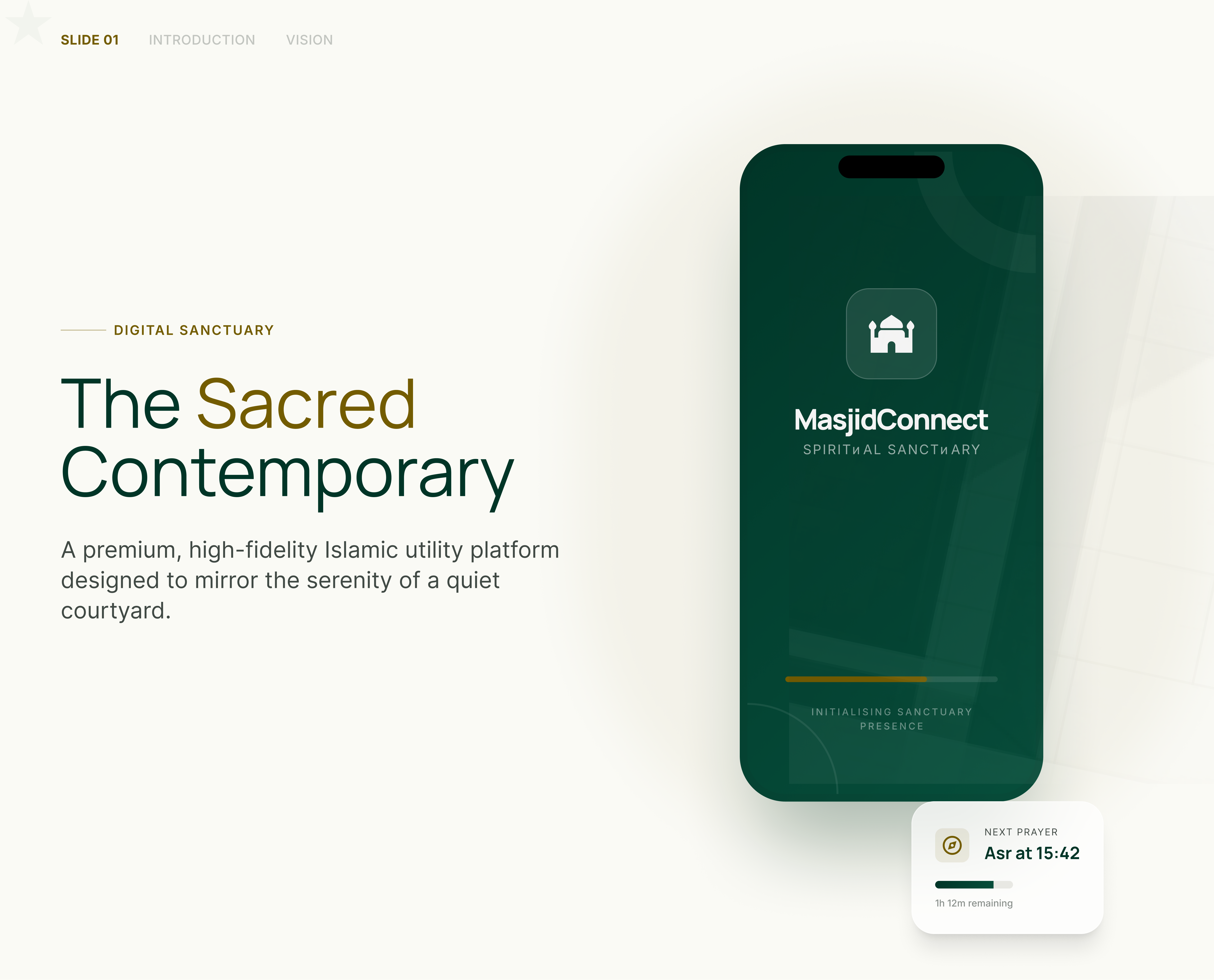 MasjidConnect — Sacred Contemporary